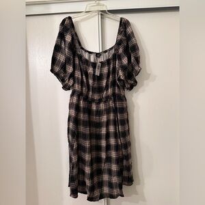 Torrid Black and Brown Plaid Mini Dress